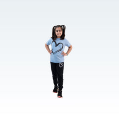 Big Heart Sky Blue Shirt with Black Trousers