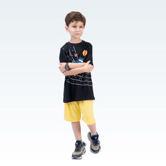 Black Space T-Shirt with Yellow Nicker