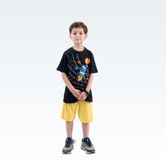 Black Space T-Shirt with Yellow Nicker