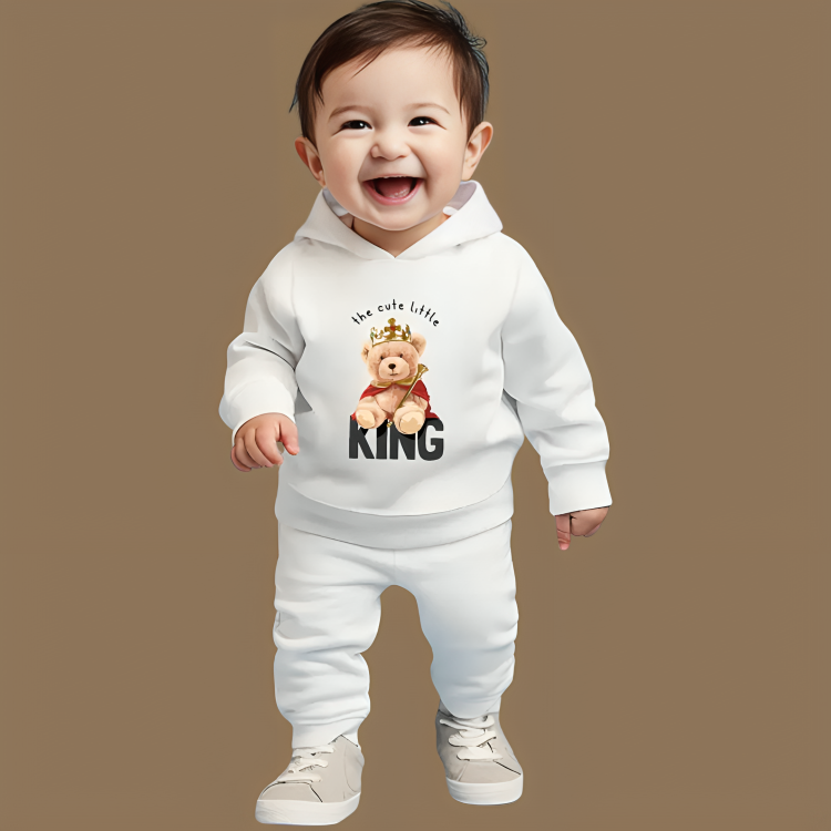 Cute Little King Bear Hoodie Tracksuit - Kin Trends