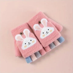 Girl’s Half-Finger Knitted Gloves