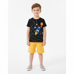 Black Space T-Shirt with Yellow Nicker