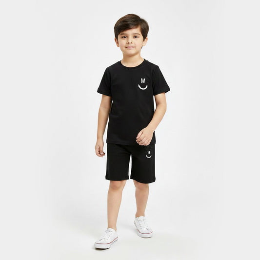 Minimal Smiley Black Nicker Shirt