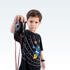 Black Space T-Shirt with Yellow Nicker